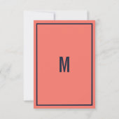 ネイビーモダンブルーコーラル夏フローラ結婚式RSVP 出欠カード (裏面)