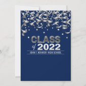 ネイビーモダンブルーシルバーグリッター卒業パーティーI 招待状 (裏面)