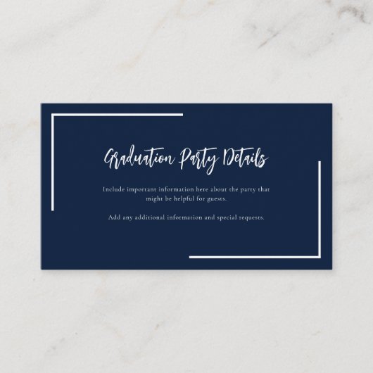 ネイビーモダンブルージオメトリック卒業パーティー エンクロージャーカード (正面)