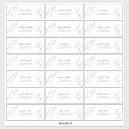 ネイビーモダンブルースクリプトボタニカルゲストアドレス シール