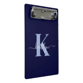 ネイビーモダンブルースクリプトモノグラム ミニクリップボード (アングル)