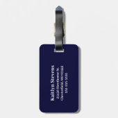 ネイビーモダンブルースクリプトモノグラム ラゲッジタグ (裏面縦)
