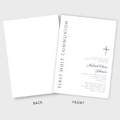 ネイビーモダンブルースクリプト第1聖餐式 招待状