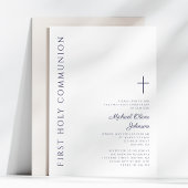 ネイビーモダンブルースクリプト第1聖餐式 招待状