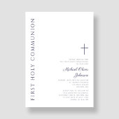ネイビーモダンブルースクリプト第1聖餐式 招待状