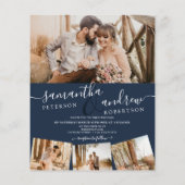 ネイビーモダンブルースクリプト5枚の写真予算結婚予算 (裏面)