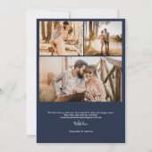 ネイビーモダンブルースクリプトchic 6枚婚約 案内状 (裏面)