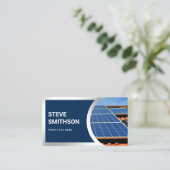 ネイビーモダンブルースチールルーフトップパネ太陽のル 名刺 (スタンド正面)