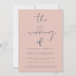 ネイビーモダンブルーダスティバラ結婚ズ 招待状