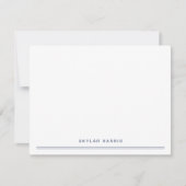 ネイビーモダンブルーダブルラインパーソナルステーショナリー ノートカード (正面)