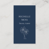 ネイビーモダンブルートロピカルパームツリーズスケッチ 名刺 (正面)