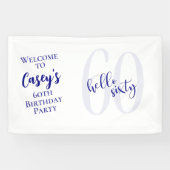 ネイビーモダンブルーハローシックス誕生日バナー 横断幕 (横)