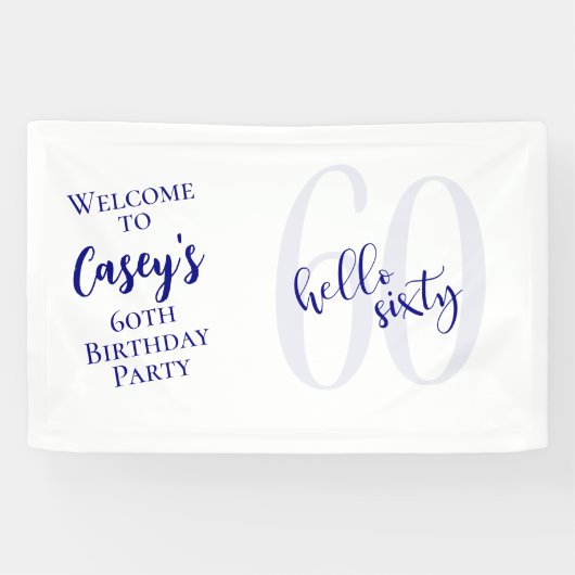 ネイビーモダンブルーハローシックス誕生日バナー 横断幕 (横)