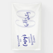 ネイビーモダンブルーハローシックス誕生日バナー 横断幕 (縦)