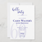 ネイビーモダンブルーハローシックス誕生日招待状 招待状 (正面)