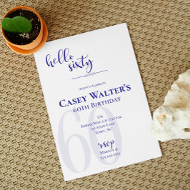 ネイビーモダンブルーハローシックス誕生日招待状 招待状