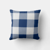 ネイビーモダンブルーバッファロープレイドチェックパターン クッション (裏面)