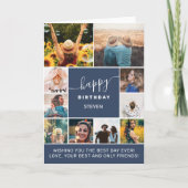 ネイビーモダンブルーバースデー10フォトコラージグリッド カード (正面)