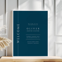 ネイビーモダンブルーバー（ユダヤ教の）バル・ミツバーウェルカムサイン ポスター