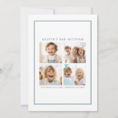 ネイビーモダンブルーバー（ユダヤ教の）バル・ミツバー招待状写真 招待状 (裏面)