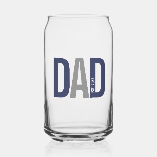 ネイビーモダンブルーパパパーソナライズされた設立 ガラス缶 (正面)