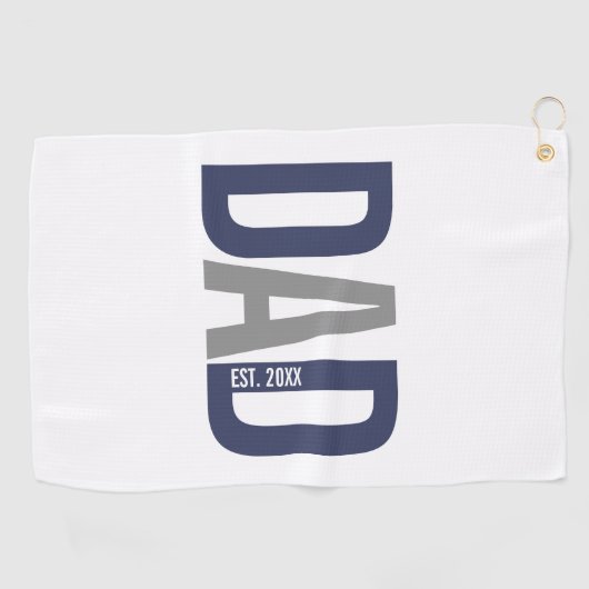 ネイビーモダンブルーパパパーソナライズされた設立 ゴルフタオル (横)