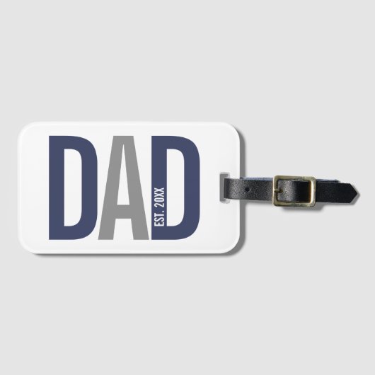 ネイビーモダンブルーパパパーソナライズされた設立 ラゲッジタグ (正面横)