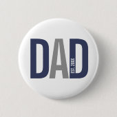 ネイビーモダンブルーパパパーソナライズされた設立 缶バッジ (正面)