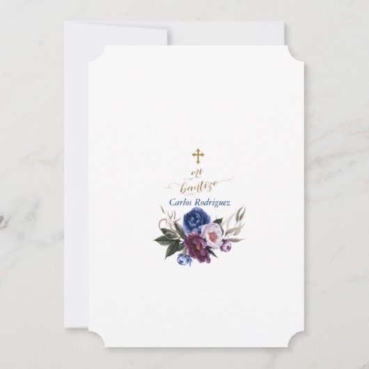 ネイビーモダンブルーパープルフラワーズボーイミバウティゾ 招待状 (裏面)