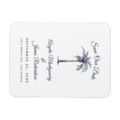 ネイビーモダンブルーパームビーチ結婚式保存日 マグネット (横)