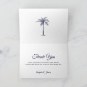 ネイビーモダンブルーパームビーチ結婚式写真 サンキューカード (内部)