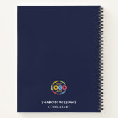 ネイビーモダンブルービジネスロゴモノグラムイニシャル ノートブック (裏面)