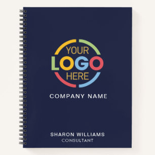 ネイビーモダンブルービジネスロゴモノグラムイニシャル ノートブック
