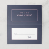 ネイビーモダンブルーピンクミニマルスク結婚スクリプト プレイスカード (外部開封)