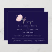 ネイビーモダンブルーピンクローズ金ゴールド結婚予算 (正面/裏面)