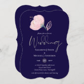 ネイビーモダンブルーピンクローズ金ゴールド結婚予算 (正面/裏面)