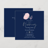 ネイビーモダンブルーピンクローズ金ゴールド結婚予算 (正面/裏面)