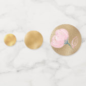 ネイビーモダンブルーピンクローズ金ゴールド結婚予算 コンフェッティ (裏面)