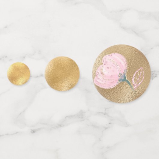 ネイビーモダンブルーピンクローズ金ゴールド結婚予算 コンフェッティ (裏面)