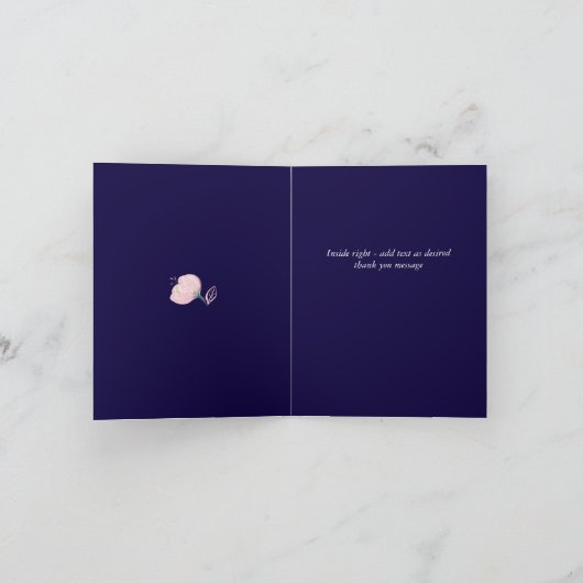 ネイビーモダンブルーピンクローズ金ゴールド結婚予算 ノートカード (内部)