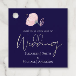 ネイビーモダンブルーピンクローズ金ゴールド結婚予算 フェイバータグ