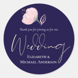 ネイビーモダンブルーピンクローズ金ゴールド結婚予算 ラウンドシール