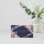 ネイビーモダンブルーピンク金ゴールドインテリアデザイナーbusin 名刺 (スタンド正面)