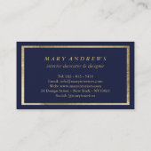 ネイビーモダンブルーピンク金ゴールドインテリアデザイナーbusin 名刺 (裏面)