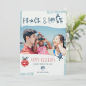 ネイビーモダンブルーピース愛ビーチクリスマス写真 シーズンカード (スタンド正面)