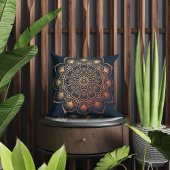 ネイビーモダンブルーピーチマンダラ クッション