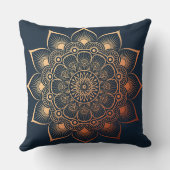 ネイビーモダンブルーピーチマンダラ クッション (裏面)