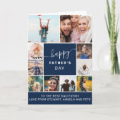 ネイビーモダンブルーファーザーデー10フォトコラージュ カード (正面)