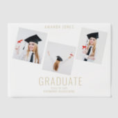 ネイビーモダンブルーフォトコラージュ卒業 ベラム紙招待状 (正面)