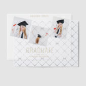 ネイビーモダンブルーフォトコラージュ卒業 ベラム紙招待状 (オフセット (招待状))